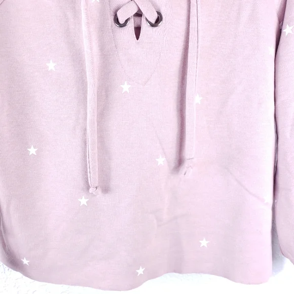 STORIA Stars Print Lace-Up Oversized Hoodie Mauve Pink Jacket - Picture 5 of 12